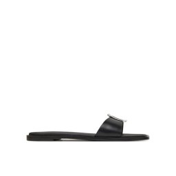 Calvin Klein Чехли Flat Slide W/Ck Hw Big - Lth HW0HW02482 Черен