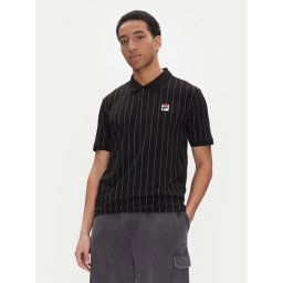 Fila Тениска с яка и копчета Linter FAM0923 Черен Regular Fit