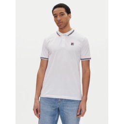 Fila Тениска с яка и копчета Lubeek FAM0898 Бял Regular Fit
