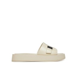 Calvin Klein Чехли Flatform Slide W/Ck Hw - Lth HW0HW02368 Екрю