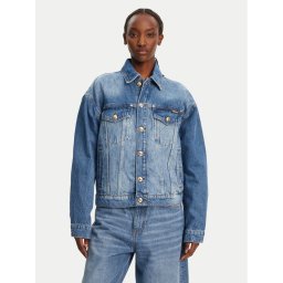 Just Cavalli Дънково яке 78PAS4O3 Син Regular Fit