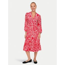 ONLY Рокля тип риза Milana 15308233 Червен Loose Fit