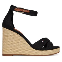 Сандали Tommy Hilfiger Flag High Wedge Espad Crisscross FW0FW08661 Черен