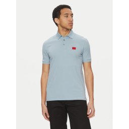HUGO Тениска с яка и копчета Dereso232 50490770 Светлосиньо Slim Fit