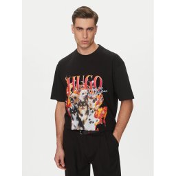 HUGO Тишърт Dugie 50538259 Черен Oversize