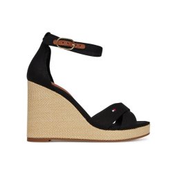 Tommy Hilfiger Сандали Flag High Wedge Espad Crisscross FW0FW08661 Черен
