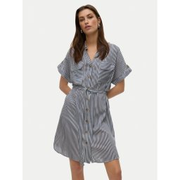 Vero Moda Рокля тип риза Bumpy 10325828 Тъмносин Loose Fit