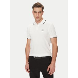 BOSS Тениска с яка и копчета Paul 50506193 Бежов Slim Fit