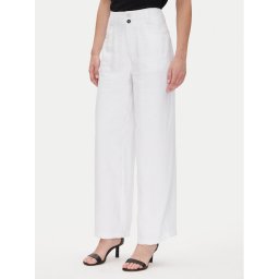 DKNY Текстилни панталони P41KTR48 Бял Loose Fit