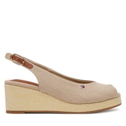 Сандали Tommy Hilfiger Flag Mid Wedge Espad Slingback FW0FW08595 Бежов