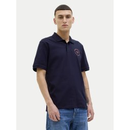 Jack & Jones Тениска с яка и копчета Simon 12269299 Тъмносин Regular Fit