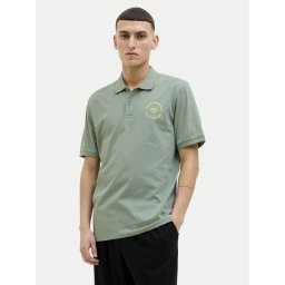 Jack & Jones Тениска с яка и копчета Simon 12269299 Зелен Regular Fit