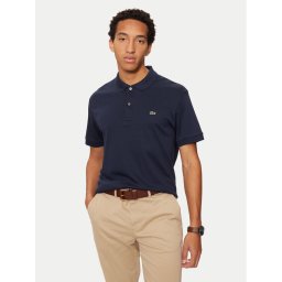Lacoste Тениска с яка и копчета DH2050 Тъмносин Regular Fit