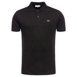 Lacoste Тениска с яка и копчета DH2050 Черен Regular Fit