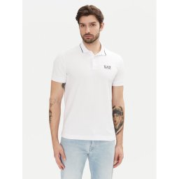 EA7 Emporio Armani Тениска с яка и копчета 8NPF16 PJVUZ 1100 Бял Slim Fit
