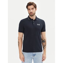 EA7 Emporio Armani Тениска с яка и копчета 8NPF16 PJVUZ 1562 Тъмносин Slim Fit