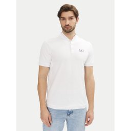 EA7 Emporio Armani Тениска с яка и копчета 7M000183 AF13511 U0002 Бял Regular Fit