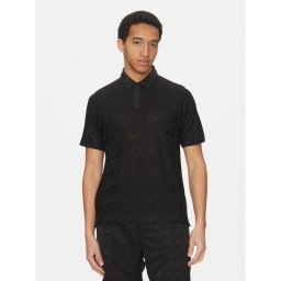 HUGO Тениска с яка и копчета Dompoli 50535150 Черен Relaxed Fit