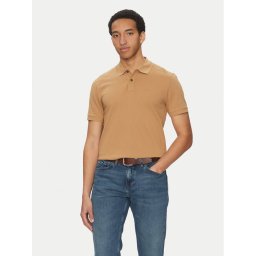 BOSS Тениска с яка и копчета Pallas 50468362 Бежов Regular Fit