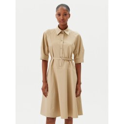 BOSS Рокля тип риза 50537388 Бежов Regular Fit