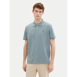 Tom Tailor Тениска с яка и копчета 1027713 Зелен Regular Fit