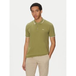 BOSS Тениска с яка и копчета Parlay 190 50494697 Зелен Regular Fit