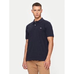Gant Тениска с яка и копчета Shield 2220 Тъмносин Slim Fit