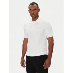 EA7 Emporio Armani Тениска с яка и копчета 7M000300 AF13739 U0002 Бял Slim Fit