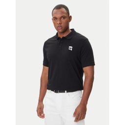 KARL LAGERFELD Тениска с яка и копчета 745710 500224 Черен Regular Fit