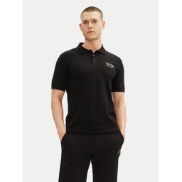 KARL LAGERFELD Тениска с яка и копчета 745400 552235 Черен Slim Fit