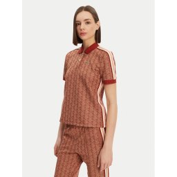 Lacoste Тениска с яка и копчета DF3364 Кафяв Slim Fit