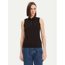 Lacoste Тениска с яка и копчета PF5445 Черен Slim Fit