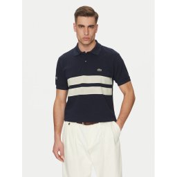 Lacoste Тениска с яка и копчета PH9760 Тъмносин Classic Fit