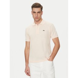 Lacoste Тениска с яка и копчета L1212 Бежов Regular Fit