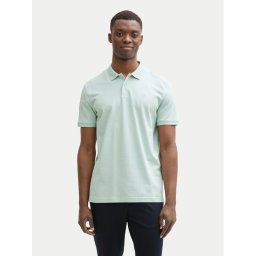 Tom Tailor Denim Тениска с яка и копчета 1045587 Зелен Regular Fit