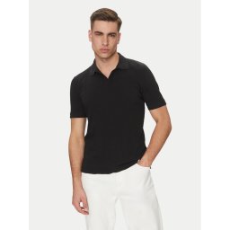 Marc O'Polo Тениска с яка и копчета 523 2091 53026 Черен Regular Fit