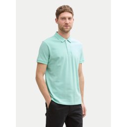 Tom Tailor Тениска с яка и копчета 1031006 Зелен Regular Fit