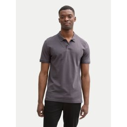 Tom Tailor Denim Тениска с яка и копчета 1045587 Сив Regular Fit