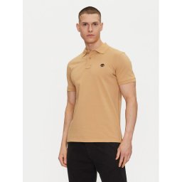 Timberland Тениска с яка и копчета TB0A6VDP Бежов Regular Fit