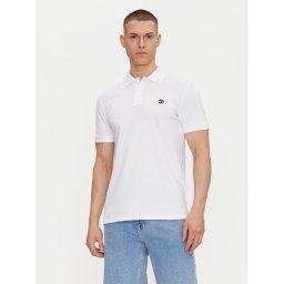 Timberland Тениска с яка и копчета TB0A6VDP Бял Regular Fit