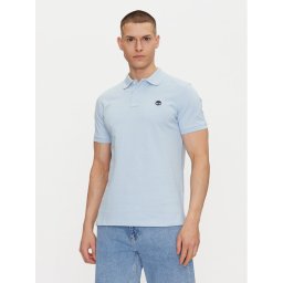 Timberland Тениска с яка и копчета TB0A6VDP Светлосиньо Regular Fit