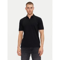 HUGO Тениска с яка и копчета Dekok233 50543368 Черен Regular Fit
