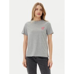 Pieces Тишърт Maria 17155082 Сив Relaxed Fit