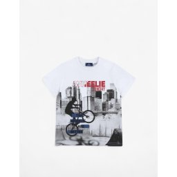 CHICCO Boys Wheelie Sunday Tee White Printed