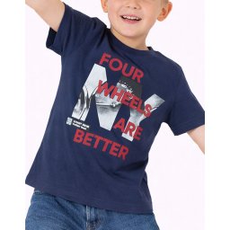CHICCO Boys Four Wheels Are Better Tee Dark Blue