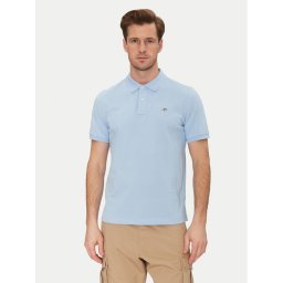 Gant Тениска с яка и копчета Shield Piqué 2210 Светлосиньо Regular Fit
