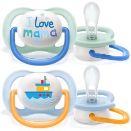 Залъгалка Philips Avent ultra air 0-6 м., за момче, 2 броя SCF080/01