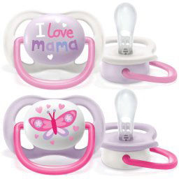 Залъгалка Philips Avent ultra air 0-6 м., за момиче, 2 броя SCF080/02