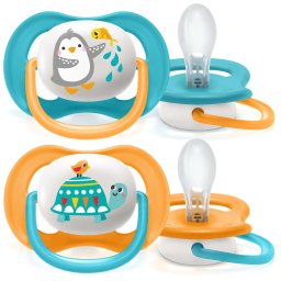 Залъгалка Philips Avent ultra air 6-18 м., за момче, животно, 2 броя SCF080/07