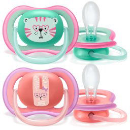 Залъгалка Philips Avent ultra air 18 м.+, за момиче, тигър, 2 броя SCF349/15